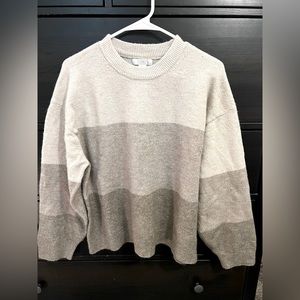 H&M Cream Striped Knit Sweater S
